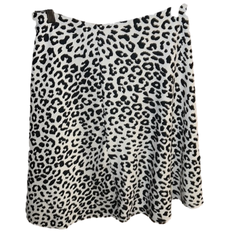 Express Black and White Leopard High Low Skirt